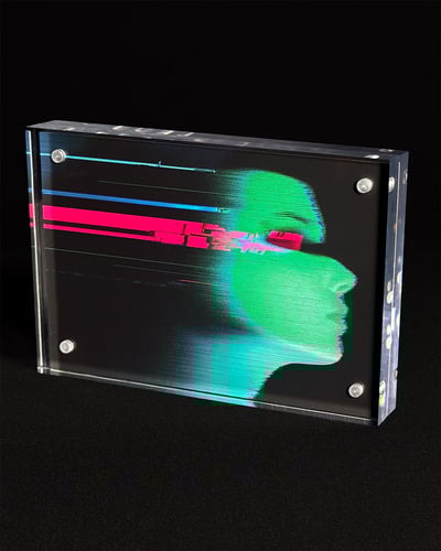 anomaly_251120: One-of-a-kind signed glitch art 6" x 4" giclée print in acrylic frame