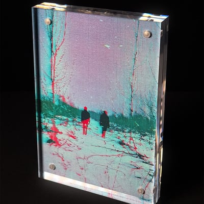Anomaly 251121: one-of-a-kind signed glitch art 4" x 6" giclée print in acrylic frame