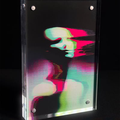 Anomaly 251123: one-of-a-kind signed glitch art 4" x 6" giclée print in acrylic frame