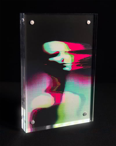 anomaly_251123: One-of-a-kind signed glitch art 4" x 6" giclée print in acrylic frame