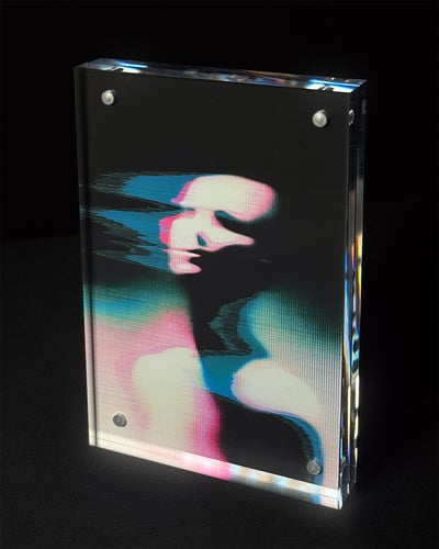 anomaly_251125: One-of-a-kind signed glitch art 4" x 6" giclée print in acrylic frame