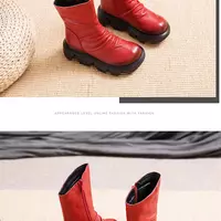 Genuine Cow Leather Platform Bootie Side Zipper - Worldwide  Free Shipping - Thumbnail 2
