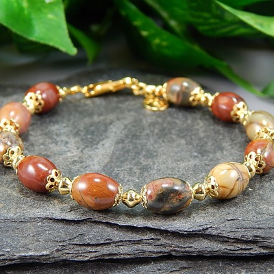 Red creek jasper gemstone bracelet – earthy strength & grounding energy - Thumbnail 3