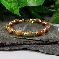 Red Creek Jasper Gemstone Bracelet – Earthy Strength & Grounding Energy - Thumbnail 1
