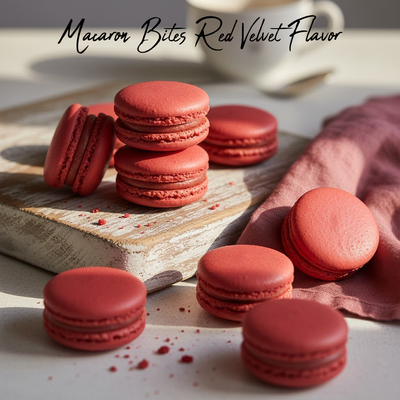 Macaron Bites: 24 French Macarons Gift Box – Red Velvet & Mint Chocolate Holiday Cookies Assortment - Thumbnail 5