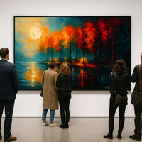 Moonlit Ember Grove - Autumn Reflections Under a Golden Sky - Thumbnail 1