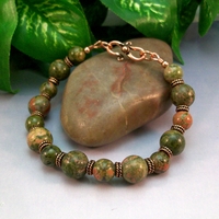 Unakite Gemstone & Copper Bracelet – Balance, Renewal & Earthy Magic - Thumbnail 1