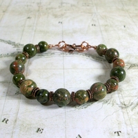 Unakite Gemstone & Copper Bracelet – Balance, Renewal & Earthy Magic - Thumbnail 2