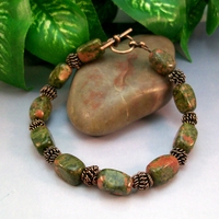 Unakite Gemstone & Copper Coil Bracelet – Harmony, Renewal & Earthy Energy - Thumbnail 1