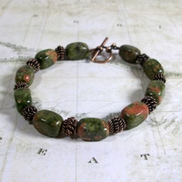 Unakite Gemstone & Copper Coil Bracelet – Harmony, Renewal & Earthy Energy - Thumbnail 2