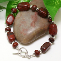 Brecciated Jasper Gemstone & Silver Bracelet – Strength, Vitality & Earthy Elegance - Thumbnail 2