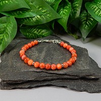 Orange Red Mother of Pearl Bracelet – Radiance, Joy & Ocean Magic - Thumbnail 1