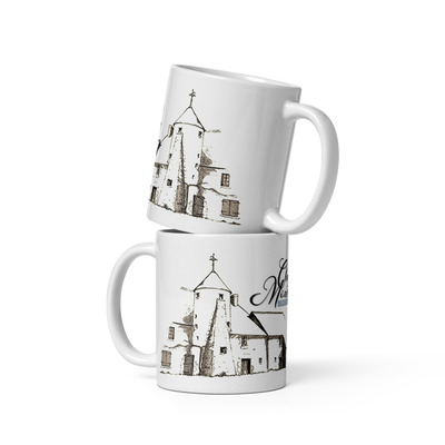 White glossy mug / chateau sketch