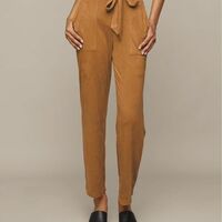 Faux-Suede Belted Pant - FINAL SALE - Thumbnail 1