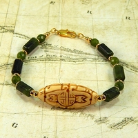 Nephrite Jade Gemstone & Bone Bracelet – Protection, Harmony & Ancient Earth Energy - Thumbnail 2