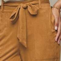 Faux-Suede Belted Pant - FINAL SALE - Thumbnail 4