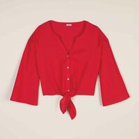 Tie-Front Button Down Top - FINAL SALE - Thumbnail 2