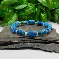 Blue Impression Jasper Gemstone Stretch Bracelet – Calm, Creativity & Everyday Magic - Thumbnail 2