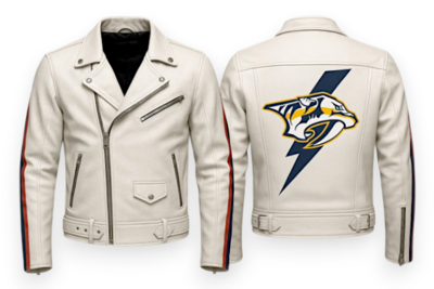 Crafted Leather Men White Leather Jacket Motorcycle