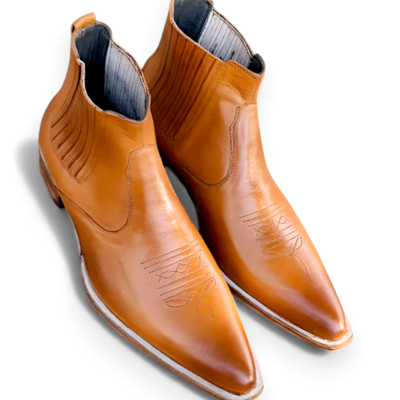 Crafted leather men’s brown leather pointed toe jodhpur boot