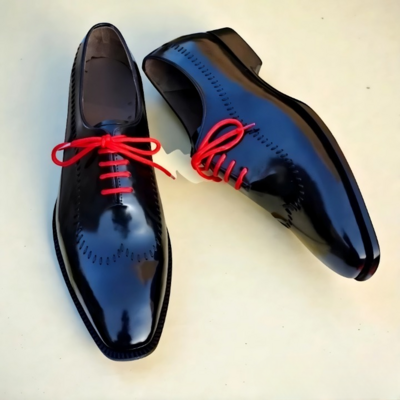 Crafted leather mens black calf leather wingtip oxford dress shoes