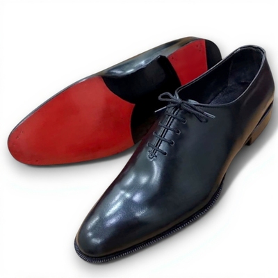 Crafted leather mens black calf leather oxford lace up dress shoes