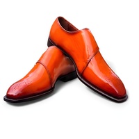 Crafted Leather Men’s Orange Patina Leather Monk Strap Dress Shoes - Thumbnail 2