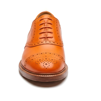 Crafted Leather Mens Orange Leather Lace up Saddle Golf Shoes - Thumbnail 2