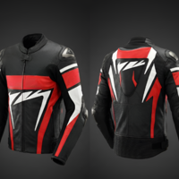 Crafted Leather Design Red Black White Leather Racing Biker Motorcycle Jacket - Thumbnail 1