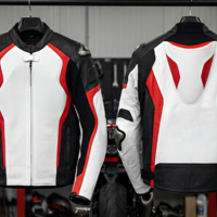 Crafted Leather Designer Classic Leather Racing Motorcycle Jacket Biker  - Thumbnail 1