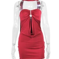 Halter neck women's dress, sexy and high-end nightclub bodycon long skirt - Thumbnail 2