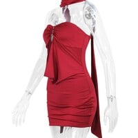 Halter neck women's dress, sexy and high-end nightclub bodycon long skirt - Thumbnail 4