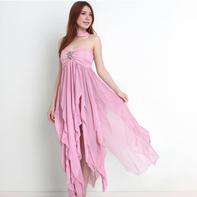 Stylish strapless high-end evening gown, sexy and elegant backless dress