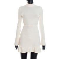 Solid color tight-fitting ruffled mini dress - Thumbnail 3