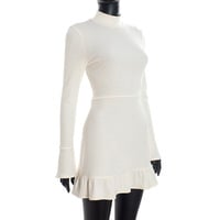 Solid color tight-fitting ruffled mini dress - Thumbnail 4