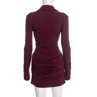Sexy deep V-neck ruffled mini waist dress - Thumbnail 5