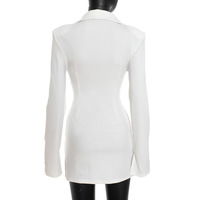 Solid color deep V-neck pleated mini waist dress - Thumbnail 4