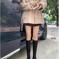 High-quality genuine leather knee-high boots with gold buckle - Thumbnail 2