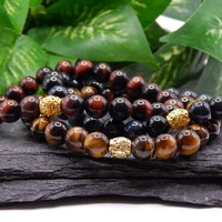 Tiger’s Eye Trio Gemstone Bracelets – Handmade Jewelry for Strength, Focus & Protection - Thumbnail 1