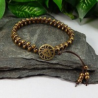 Brass Goddess Bracelet – Handmade Jewelry with Lion Charm - Strength & Courage - Thumbnail 1