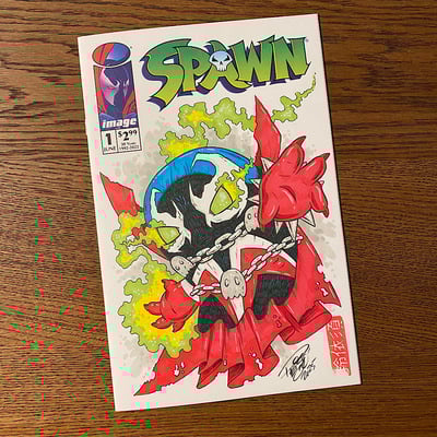 Hand drawn tiny ghost sketch cover comic - 90s demon hero dude
