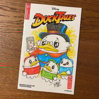 Hand drawn tiny ghost sketch cover comic - millionaire mallard