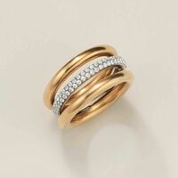 Stainless Steel Luxe Two-Tone CZ Orbit Ring - FINAL SALE - Thumbnail 1
