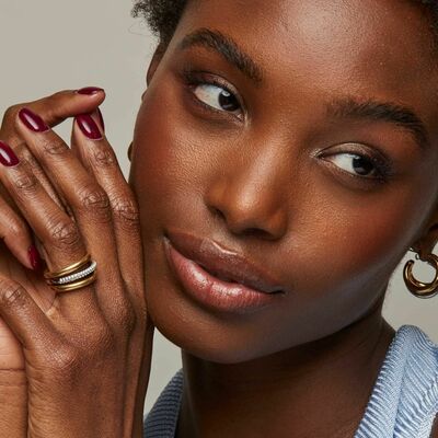 Stainless steel luxe two-tone cz orbit ring - final sale