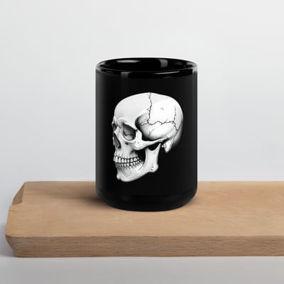 Black glossy coffee mug - skull edition