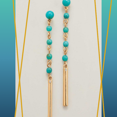 Turquoise tides linear earrings - final sale - Thumbnail 3