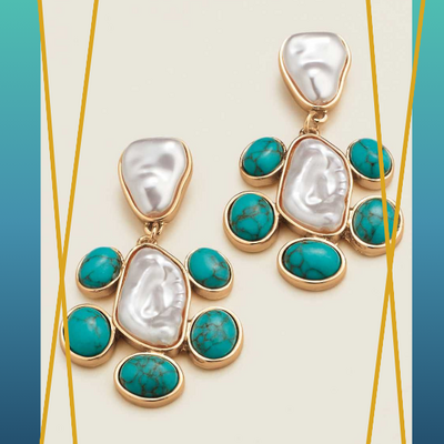 Turquoise tides statement earrings - final sale - Thumbnail 3