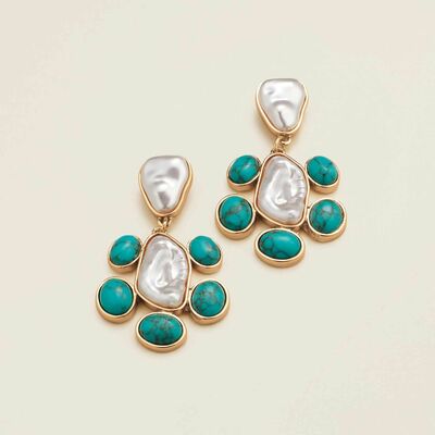 Turquoise tides statement earrings - final sale