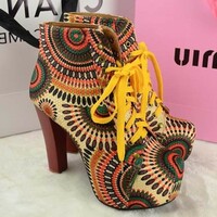 Anouska - Platforms lace-up Ankle Stilettos Comfy Worldwide Shipping - Thumbnail 1