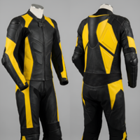 Crafted Leather Design Handmade Black Yellow Leather Motorcycle Suit Custom Biker Suit, CE Certified - Thumbnail 1
